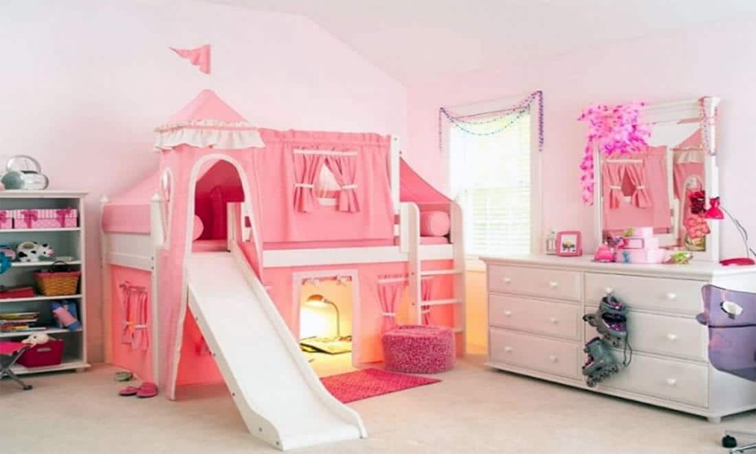 princess loft bed with slide rooms to go